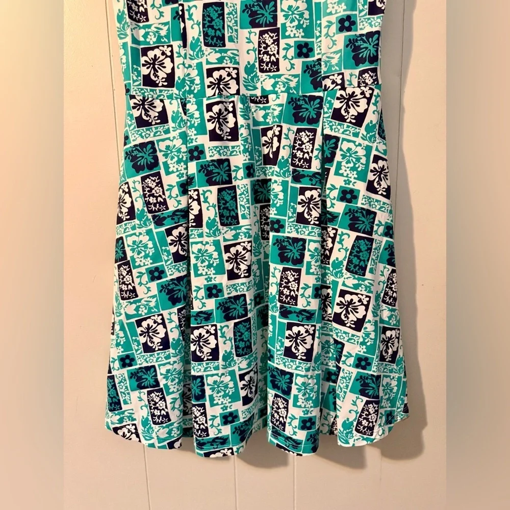 Katherine Way Blue Hawaiian Floral Dress, Size S